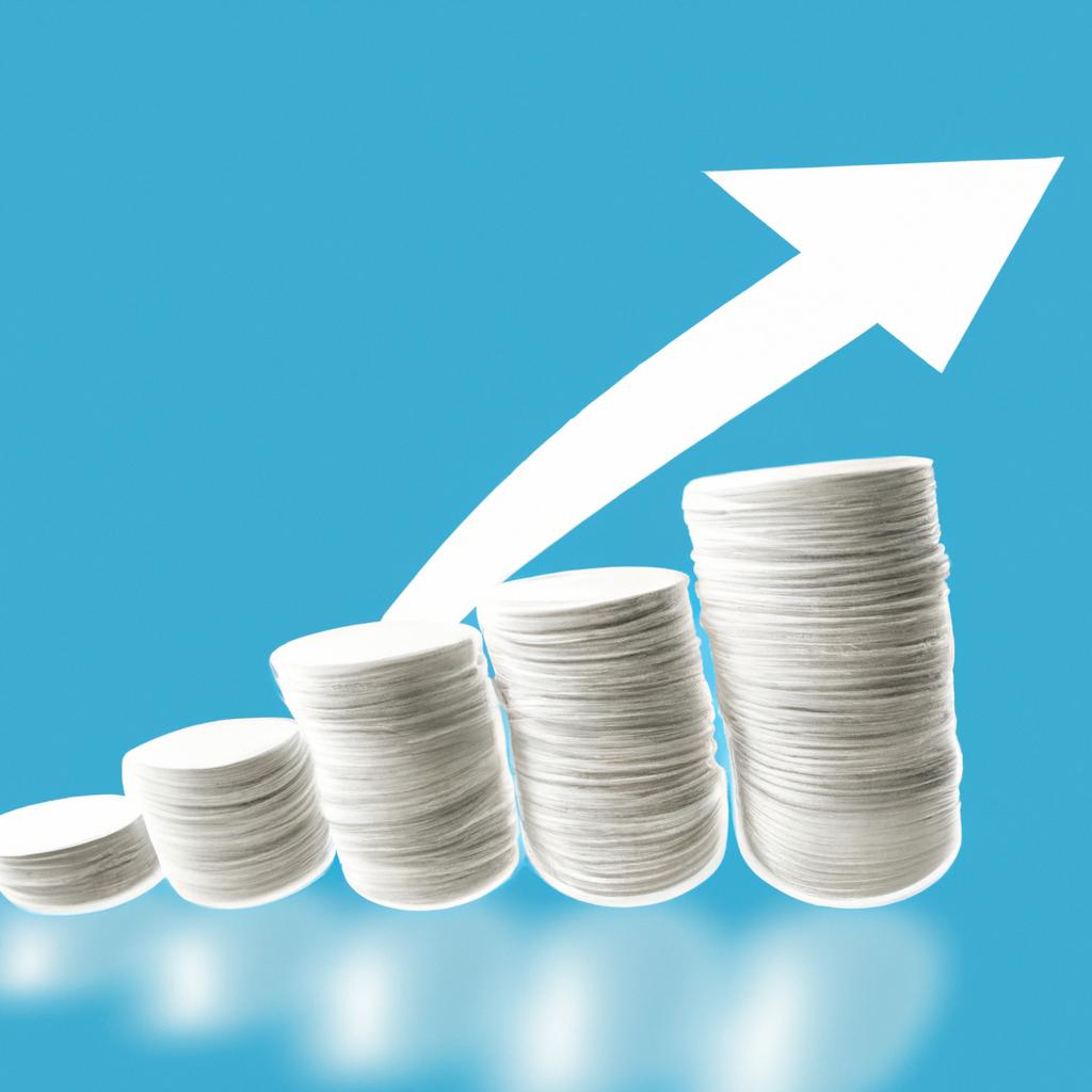 A stack of coins with an upward arrow represents the positive return on investment capital.