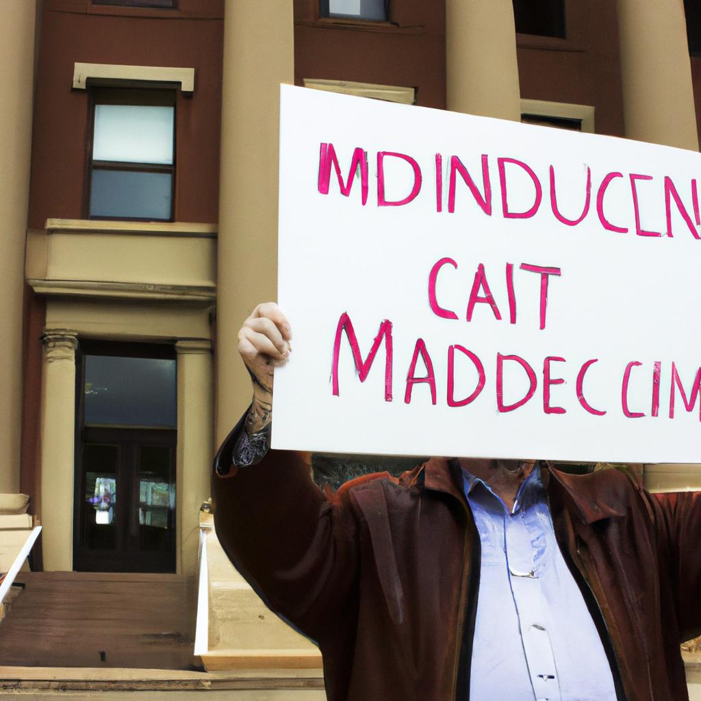 Protesters gathering outside the courthouse during the Midland Credit Management lawsuit.